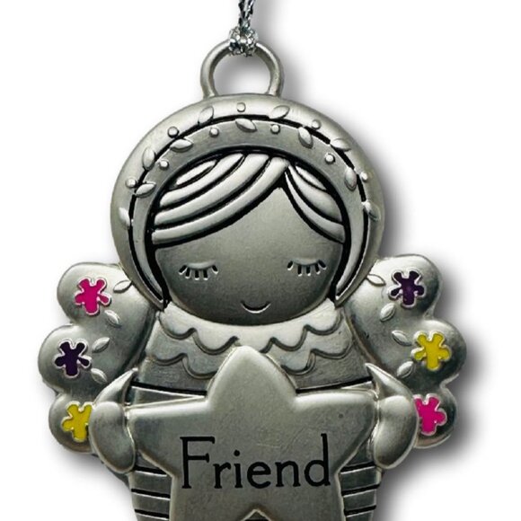 Hallmark Christmas Ornament Metal Angel Flowers Friend - Picture 1 of 2